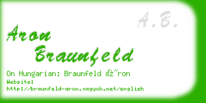 aron braunfeld business card